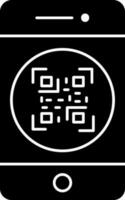 black and white Color QR Code In Smartphone Icon. vector