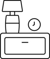 Thin Line Table Lamp On Drawer Icon. vector