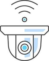 azul y negro Wifi conectar cámara web icono en plano estilo. vector