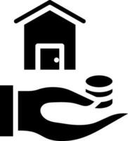 Black And White Home Investment Icon. vector