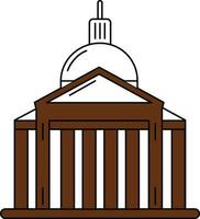 Pantheon Icon In Brown And White Color. vector