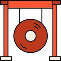 Flat Style Gong Icon In Orange Color. vector