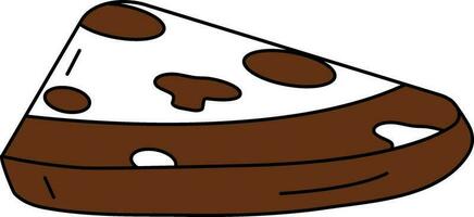 Pizza Slice Icon In Brown And White Color. vector