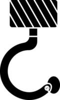 Crane Hook Icon In black and white Color. vector