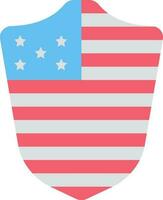 Flat Style US Shield Icon In Flag Color. vector