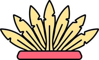 Feather Headdress Icon In Yellow And Red Color. vector