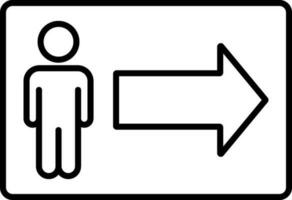 User Direction Signboard Icon In Black Line Art. vector