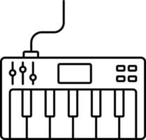 Electronic Piano Icon In Black Outline. vector