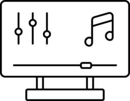Linear Style Online Music In Desktop Icon. vector