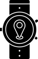 black and white Location Smart Watch Icon Or Symbol. vector