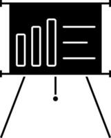 Bar Graph Chart On Tripod Board Icon In black and white Color. vector