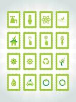 white background with set of glossy nature icons, vector illustration