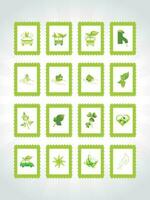 white background with set of glossy nature icons, vector illustration