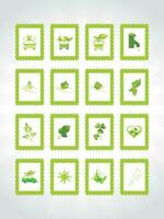 blanco antecedentes con conjunto de lustroso naturaleza iconos, vector ilustración