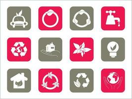 Colourful nature icons vector