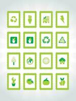 white background with set of glossy nature icons, vector illustration