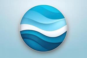 Create a minimalistic suitable for use as a website icon or logo on white background. Motif of ocean blue waves. photo