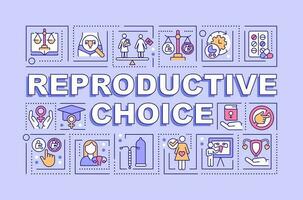 Reproductive choice word concepts purple banner. Family planning. Infographics with editable icons on color background. Isolated typography. Vector illustration with text