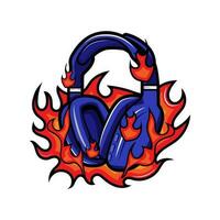 vector illustration of fire headphones