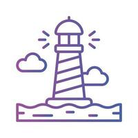 A tower containing a beacon light to warn or guide ships at sea, well designed icon of lighthouse vector