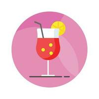 A glass of fresh drink with piece of lemon showing concept icon of cocktail vector