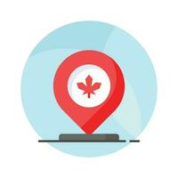 Location pin with maple leaf, icon of canadian location in modern style vector