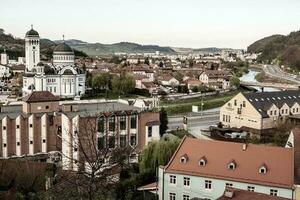 un hermosa medieval ciudadela ciudad de suspiro en el corazón de Rumania, transilvania viaje destino en oriental Europa. foto