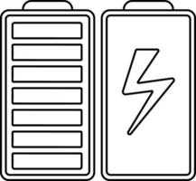 Battery charging in line art illustration. vector