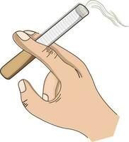 Human hand holding cigarette. vector