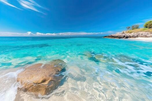 aéreo ver de olas estrellarse en contra el rocas en el océano. generativo ai foto