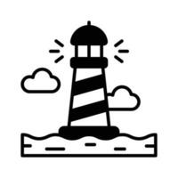 A tower containing a beacon light to warn or guide ships at sea, well designed icon of lighthouse vector