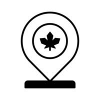 Location pin with maple leaf, icon of canadian location in modern style vector
