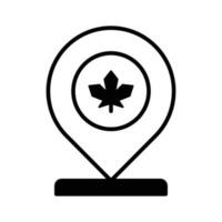 ubicación alfiler con arce hoja, icono de canadiense ubicación en moderno estilo vector