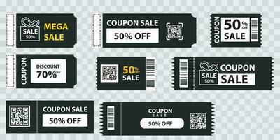 Sales Vouchers. Coupon symbol design for sale and giveaway event posting on social media, discount tickets collection vector