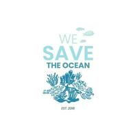 we save the ocean vector illustration,