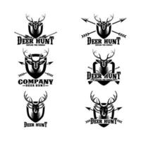 Set Of Deer head Design in Vintage Style vector
