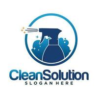 Cleaning services logo , emblem, badge .Hand in glove with the cleaning solution on the background of the shield and foam. vector