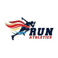 Running Man silhouette Logo with Finish ribbon, Marathon logo template, running club or sports club vector