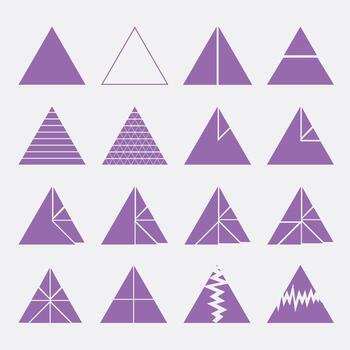 16 triangle shapes set template design vector