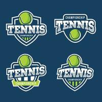 Tennis emblem, illustration, logotype collection, modern line style, green color vector