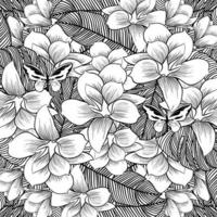 Abstract hand drawn floral pattern with lily flowers. Vector illustration. Element for design.