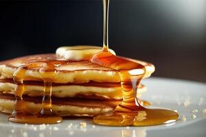 stock photo of pancake with honey glaze food photography
