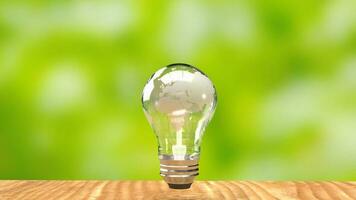 The world map on light bulb for eco concept 3d rendering photo