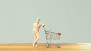 man and shopping cart for Business concept 3d rendering photo