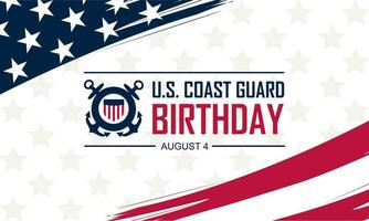 U.S. Coast Guard Birthday August 4 background vector illustration