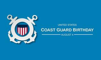 U.S. Coast Guard Birthday August 4 background vector illustration