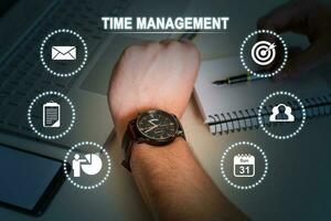 Time management project planning business internet technology concept. photo