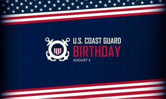 U.S. Coast Guard Birthday August 4 background vector illustration