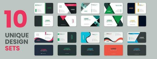 Collection of business card, bundle of business card, set of business cards, visiting card collection with texture, Print ready double sided corporate layout design with mockup vector