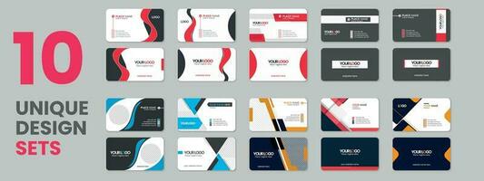 Collection of business card, bundle of business card, set of business cards, visiting card collection with texture, Print ready double sided corporate layout design with mockup vector